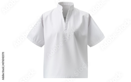 Charming White Popover Shirt Isolated on Transparent Background PNG.