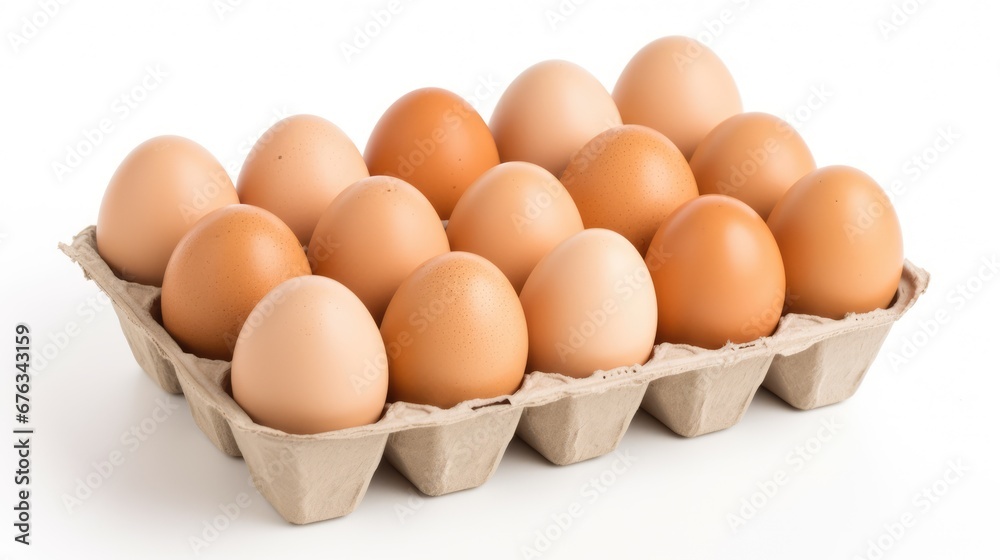 Carton of eggs in white background, AI generated Image Carton of eggs in white background, AI generated Image