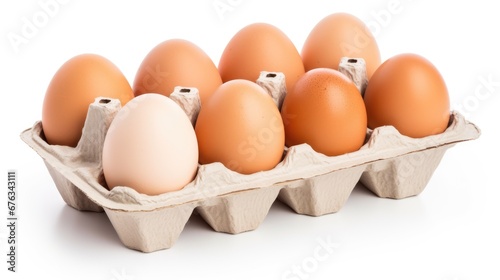 Carton of eggs in white background, AI generated Image © musa