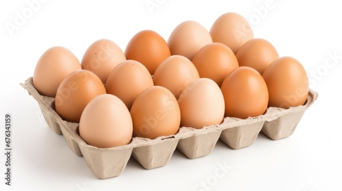 Carton of eggs in white background, AI generated Image