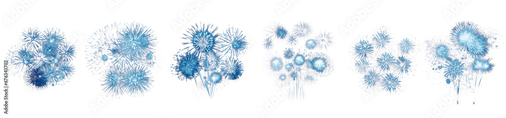Fototapeta premium Collection, a bundle of fireworks isolated on transparent white background