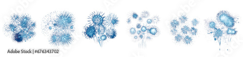 Collection  a bundle of fireworks isolated on transparent white background