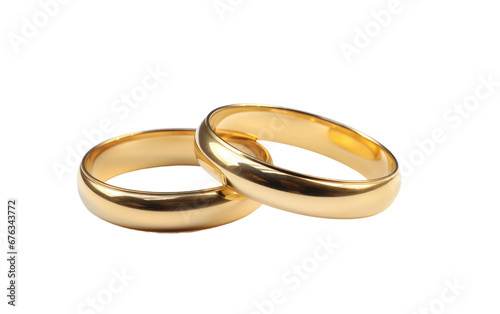 Pair of Shiny Golden Rings Isolated on Transparent Background PNG.