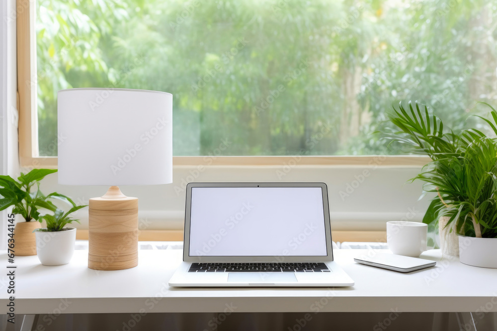 Fototapeta premium Sleek Home Office Setup: Designer's Haven