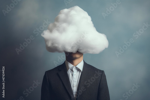 Innovative Mind: Businessman with Cloud Head