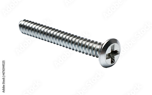 Stunning Silver Screw Isolated on Transparent Background PNG.