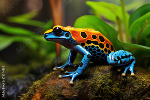 A colorful rainforest poison dart frog.