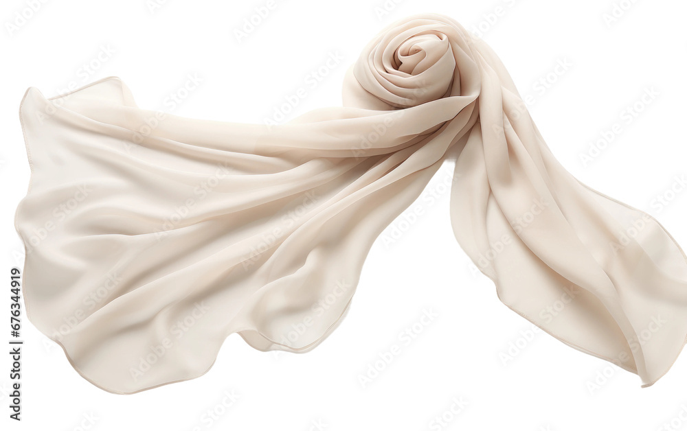 Marvelous Sheer White Scarf Isolated on Transparent Background PNG.