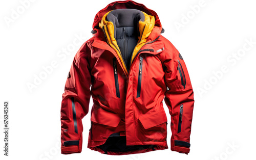 Warm Ski Red Jacket Isolated on Transparent Background PNG.