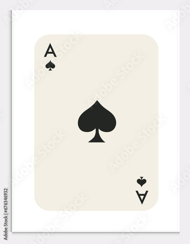 The ace of spades playing card isolated on white background, poster,