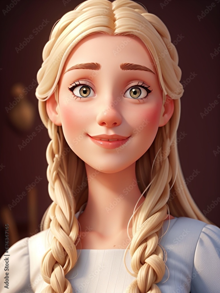 3D cartoon character of Scandinavian woman. Blonde woman portrait ...