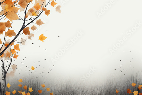 Autumn Chill: Gray Skies and Falling Leaves
