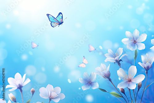 Spring Fantasy with Butterflies and Cherry Blossoms