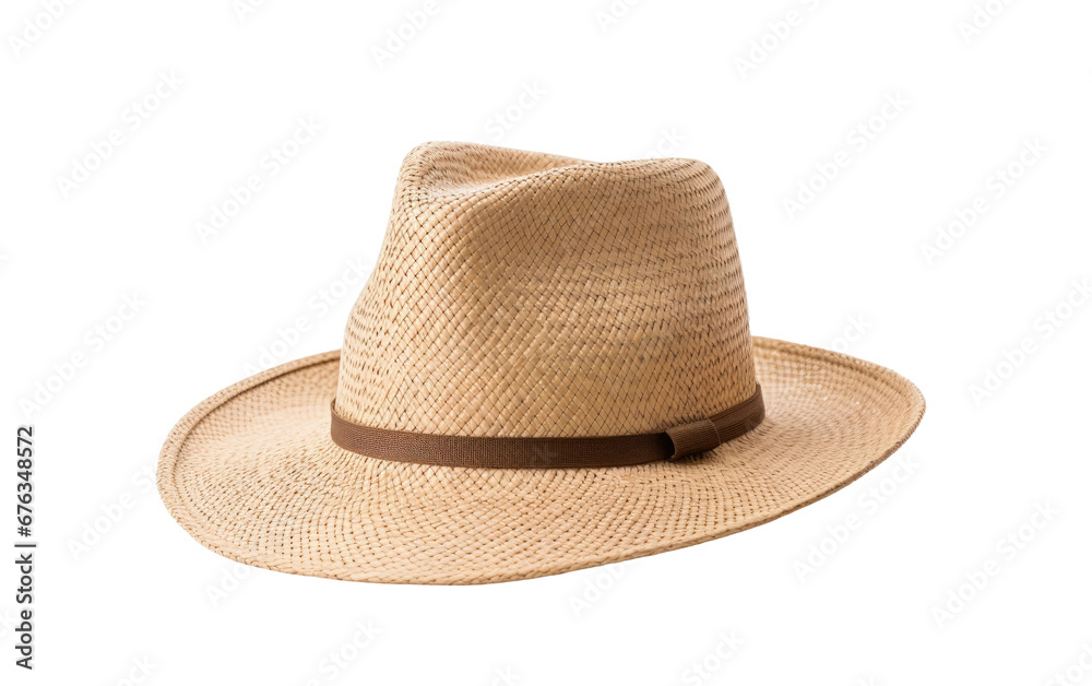 Branded Straw Hat Isolated On Transparent Background PNG.