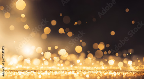 Golden bokeh lights abstract Christmas background
