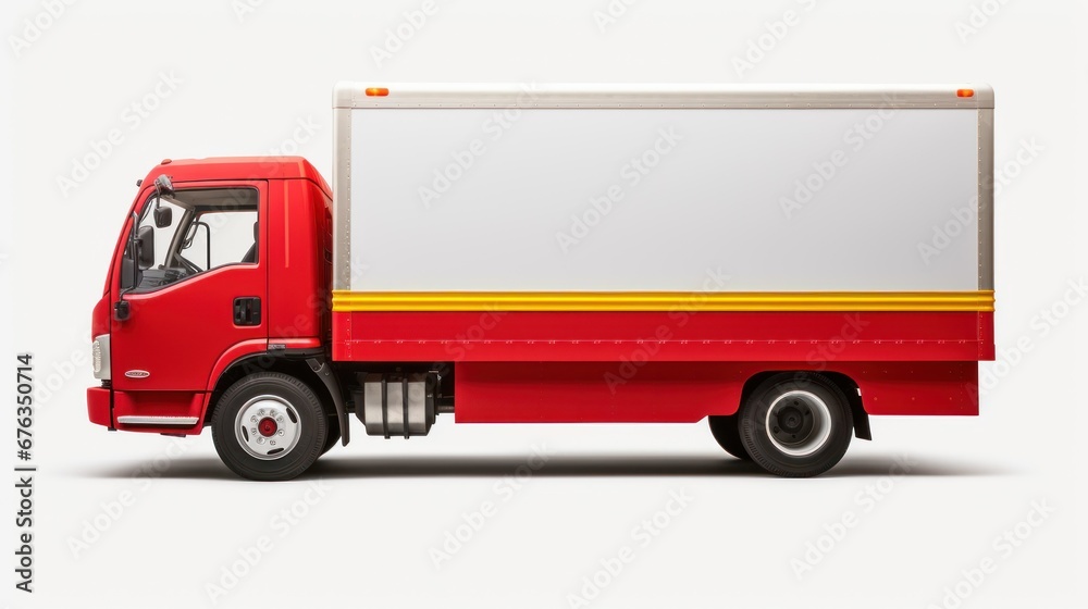 illustration cargo white truck advertisement, truck side view illustration cargo white truck advertisement, truck side view