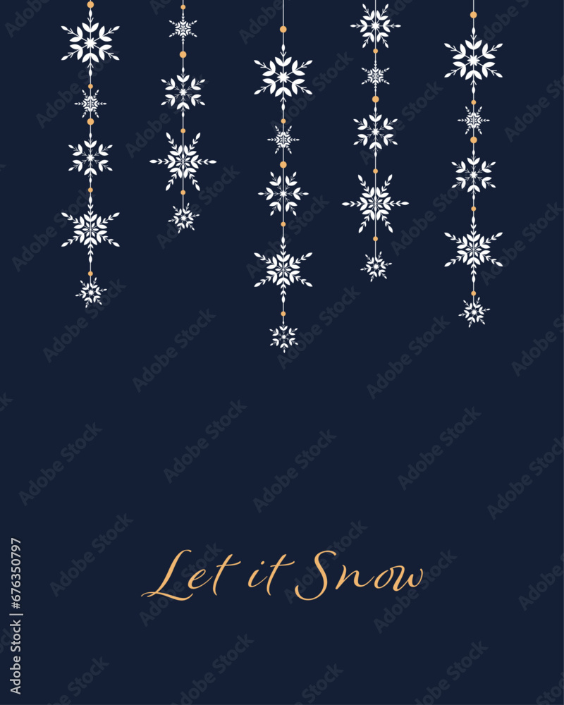 Let it snow , winter holidays card with white snowflakes on blue background. Let it snow , winter holidays card with white snowflakes on blue background.