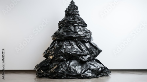Christmas tree made from garbage bags