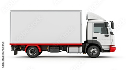 illustration cargo white  truck advertisement, truck side view 