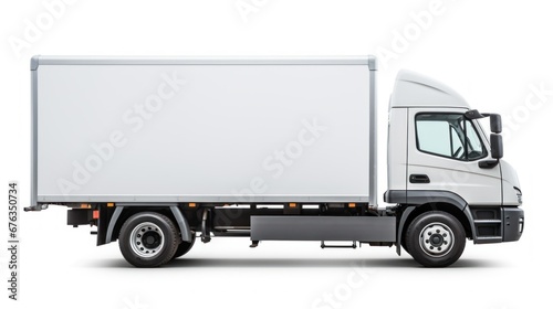 illustration cargo white  truck advertisement, truck side view  © Aksana