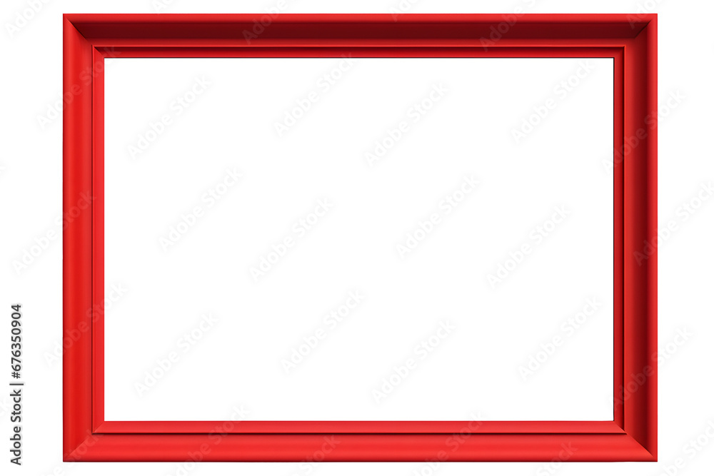 Red wooden horizontal empty picture frame isolated on transparent or white background Red wooden horizontal empty picture frame isolated on transparent or white background