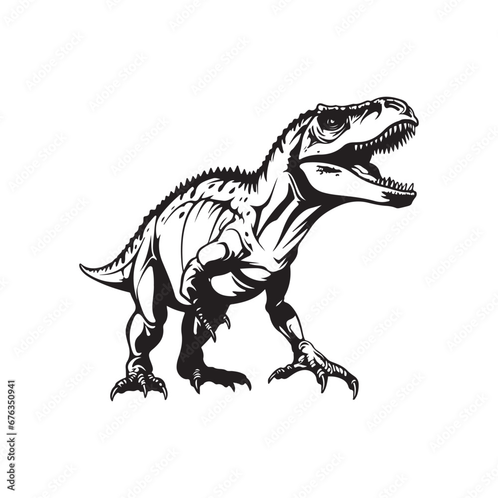 Black and white T rex dinosaur image Vector Black and white T rex dinosaur image Vector