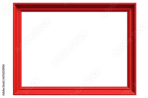 Red wooden horizontal empty picture frame isolated on transparent or white background