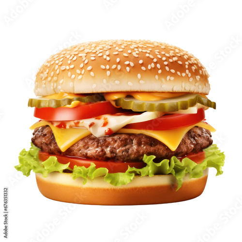 hamburger isolated on transparent background, burger, PNG element