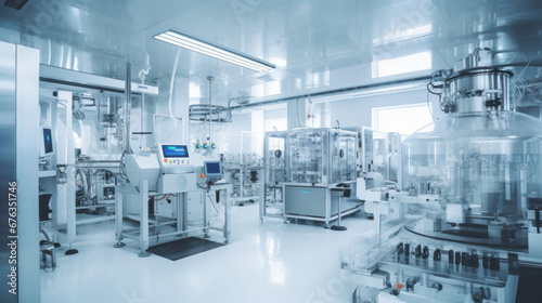 Advanced equipment inside a pharmaceutical manufacturing facility. © tong2530