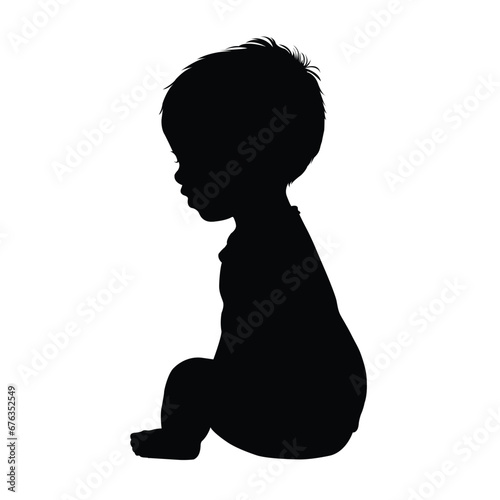 Baby Silhouette on White Background