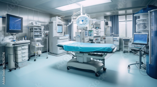 Advanced operating room with lots of equipment for surgical specialists. © tong2530