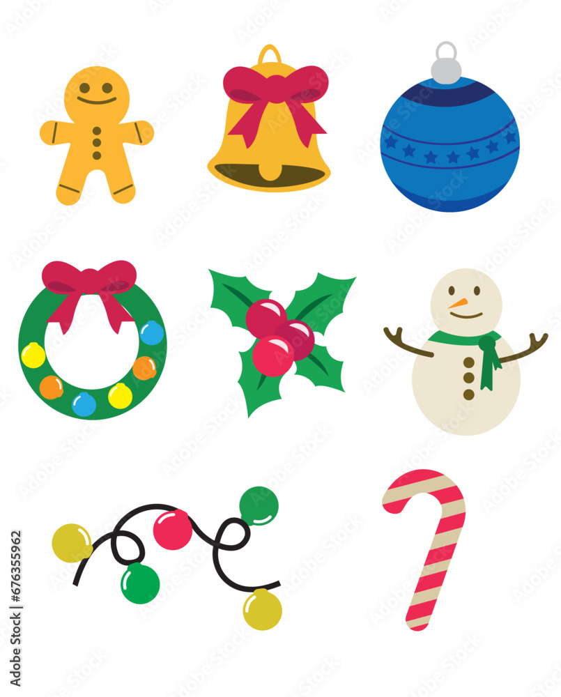 Fototapeta premium Merry christmas vector illustration. New year, merry christmas icon set, christmas pattern