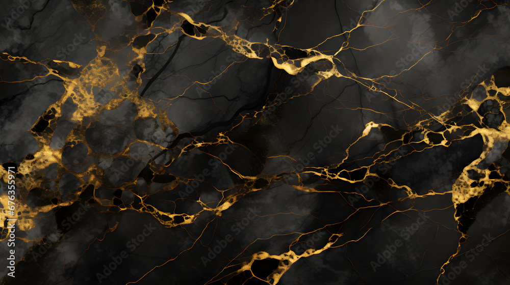 black marble with golden veins, black Portoro marbel natural pattern for background, abstract black and gold, hi gloss emperador marble stone texture for digital wall tiles design. bla. generative AI. - obrazy, fototapety, plakaty 