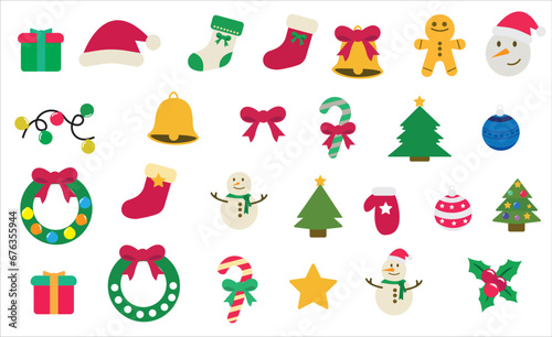 Merry christmas vector illustration. New year, merry christmas icon set, christmas pattern