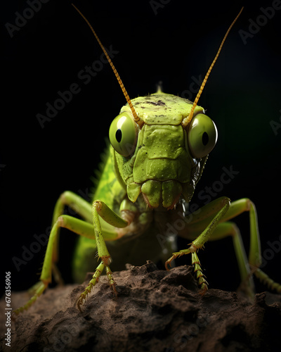 portrait of a grasshopper  with piercing eyes. © Sagar