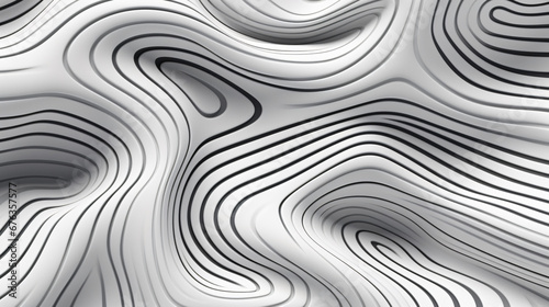3D Black and White Contour Line Pattern