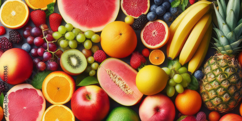 fruit berries background  top view