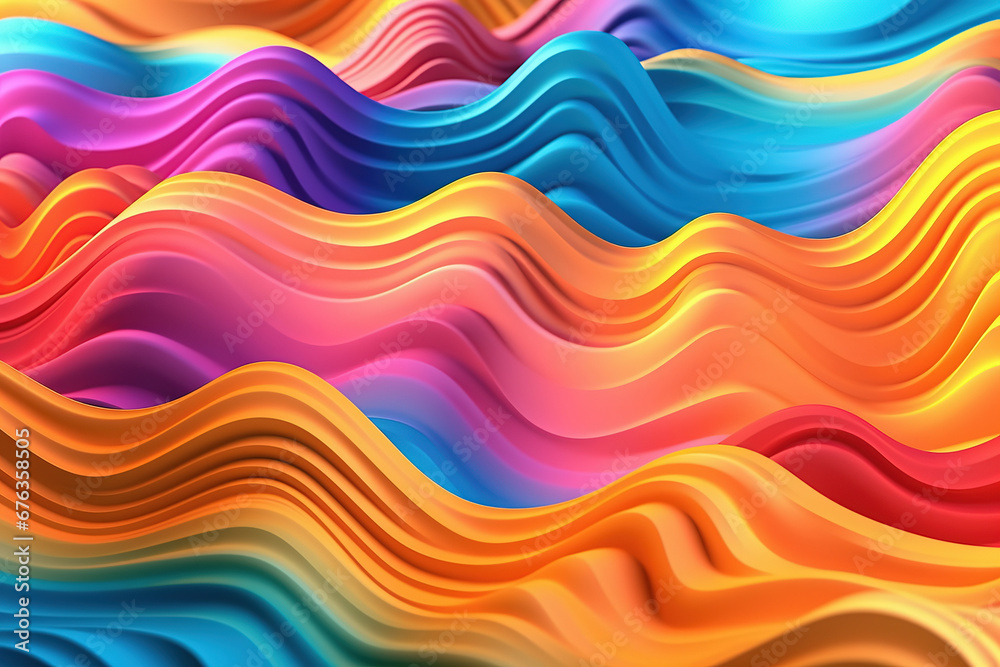 A vibrant, abstract wavy background featuring a seamless blend of multicolored curves