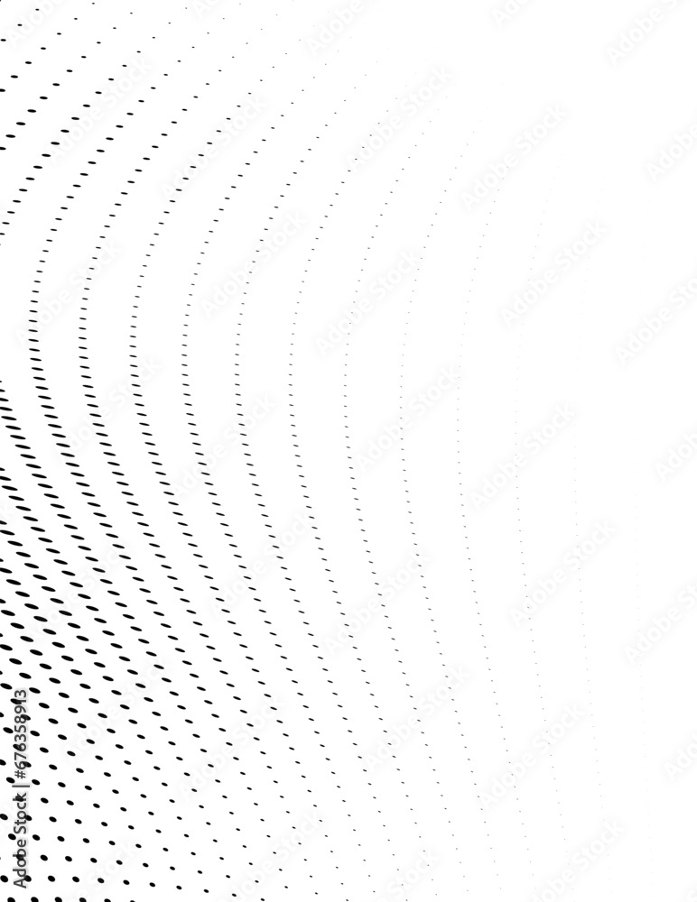 Naklejka premium Abstract halftone wave dotted background. Futuristic twisted grunge pattern, dot, circles. Vector modern optical pop art texture for posters, business cards, cover, labels mock-up, stickers layout
