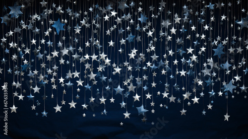 Starry Night Elegance Delicate White Papercut Stars on a Dark Blue Background.