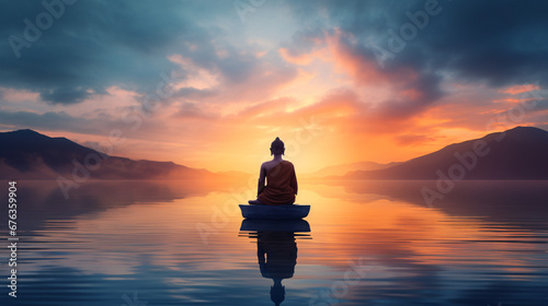 Mindful Moments of Meditation-Themed PowerPoint Background Image.