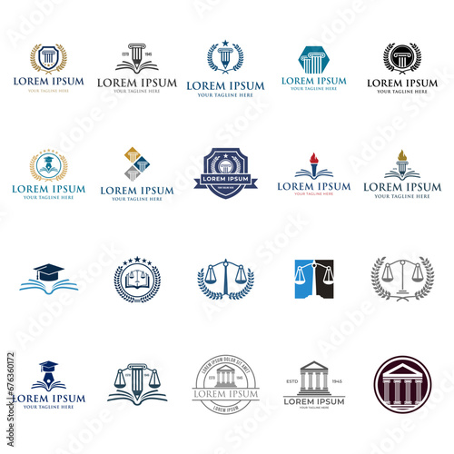 College emblem. School or university identity symbols badges and logo vector collection. College and school, university emblem illustration isolated on white background