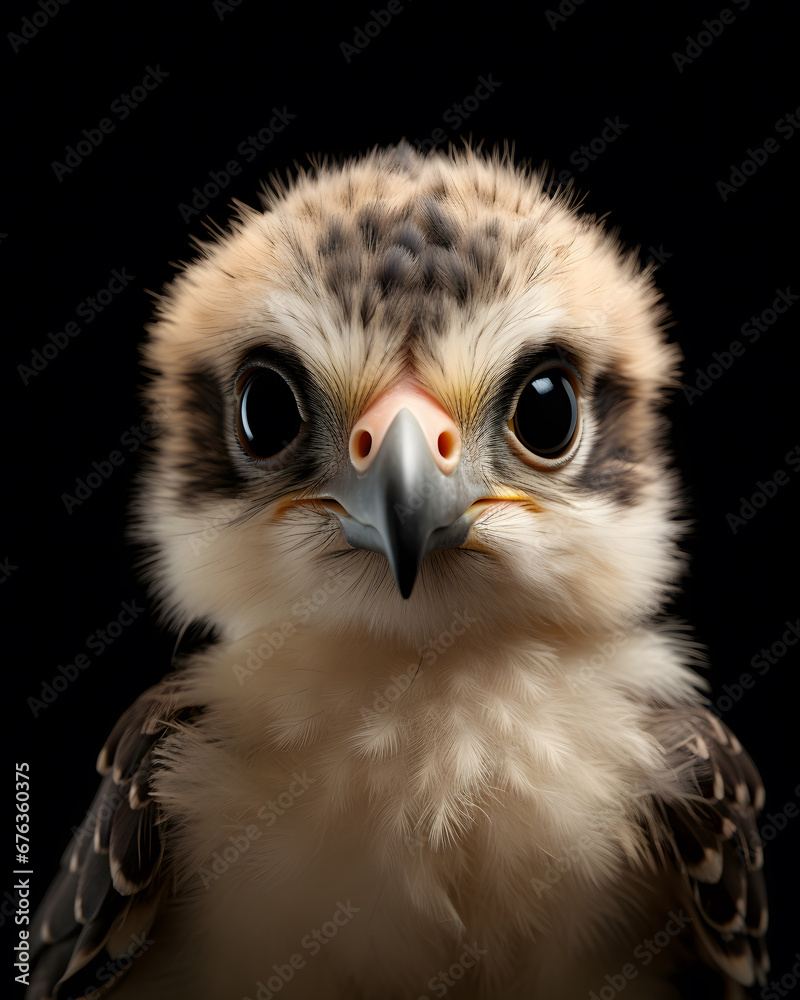portrait of a cute baby falcon chick with piercing eyes portrait of a cute baby falcon chick with piercing eyes