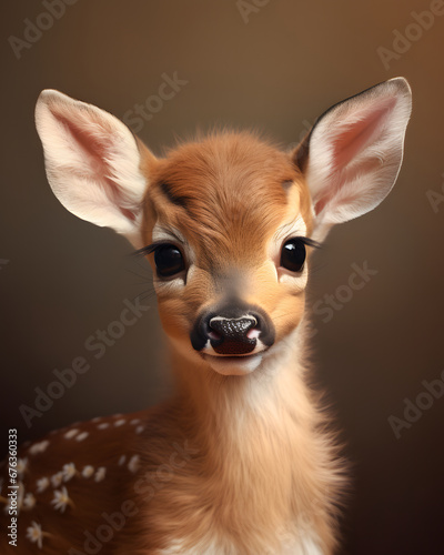 portrait  of a cute baby fawn