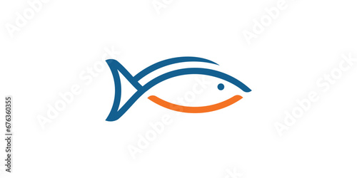 logo design combination of salmon with a smile.