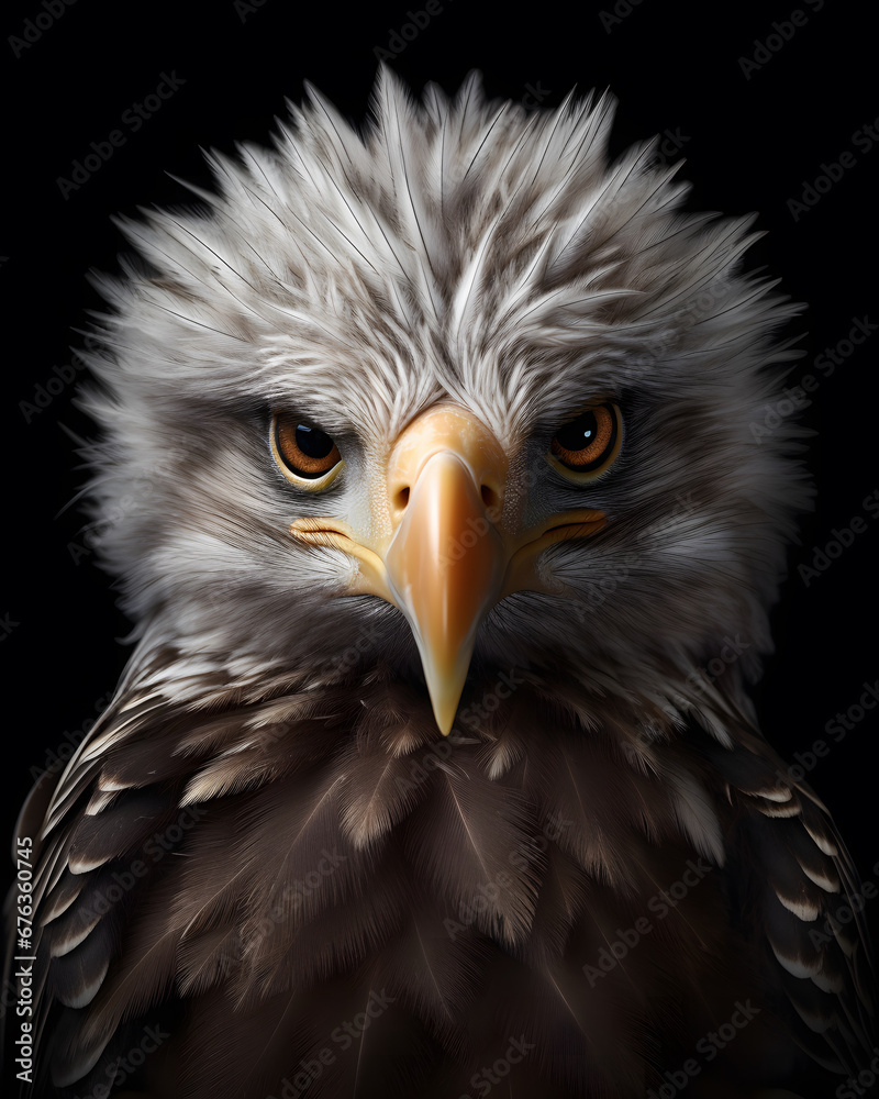 Obraz premium portrait of a cute baby eagle fledgling with piercing