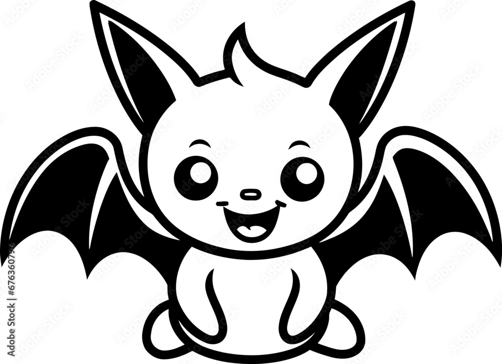Fototapeta premium Cute little bat silhouette icon in black color. Vector template.