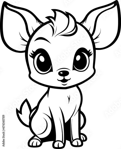 Cute bambi silhouette icon in black color. Vector template.