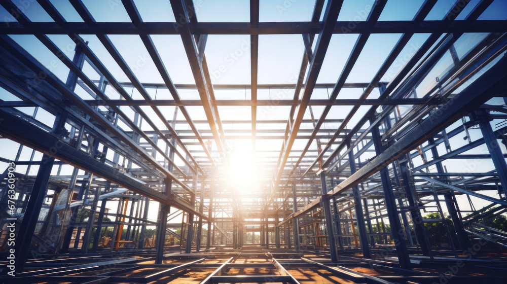 Structure of steel for building under construction.