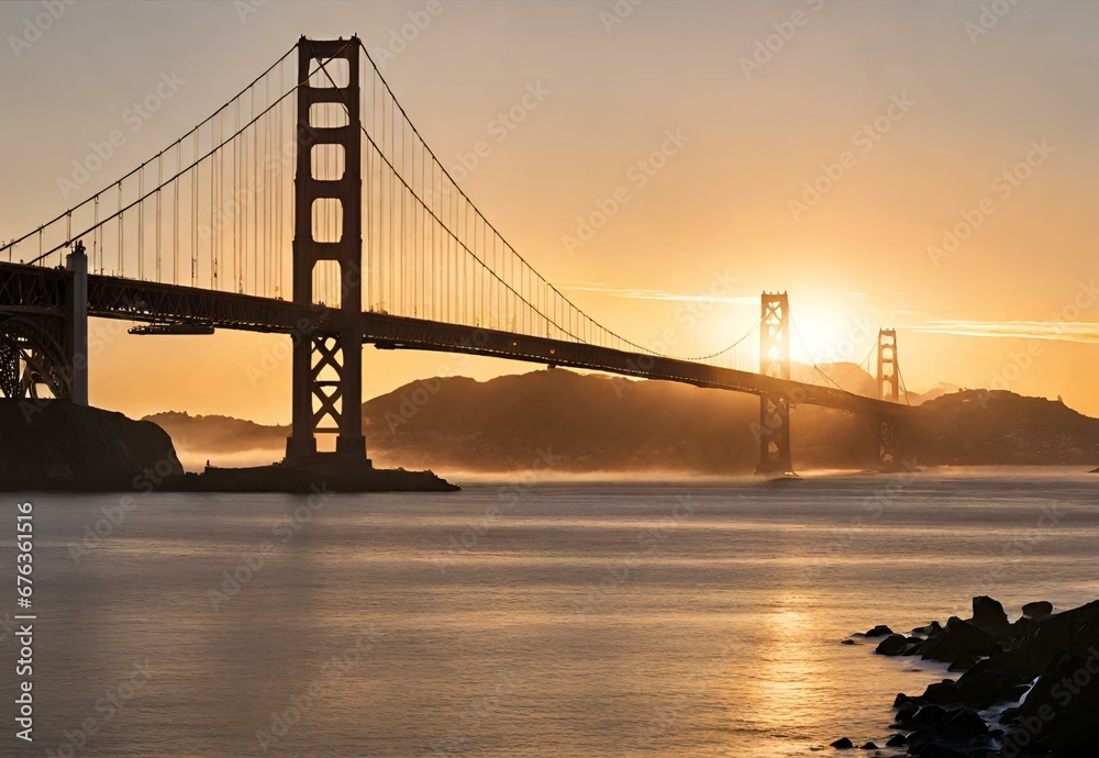 Golden Gateway: San Francisco's Sunrise Over the Bay. Golden Gateway: San Francisco's Sunrise Over the Bay.